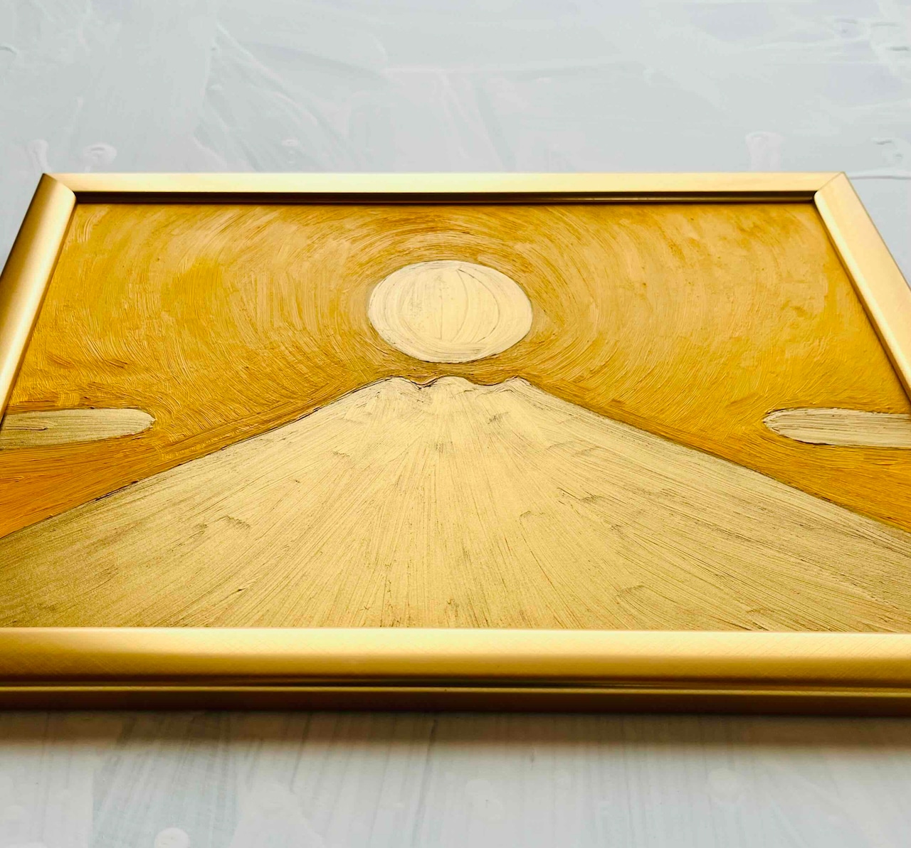 勝利・金運】開運画「金富士1」横・特大・原画・油彩絵画・壁掛け  