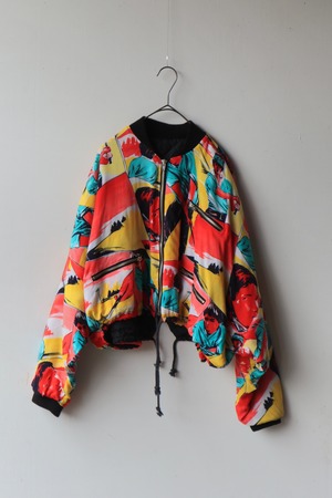 graphic print quilted short jacket