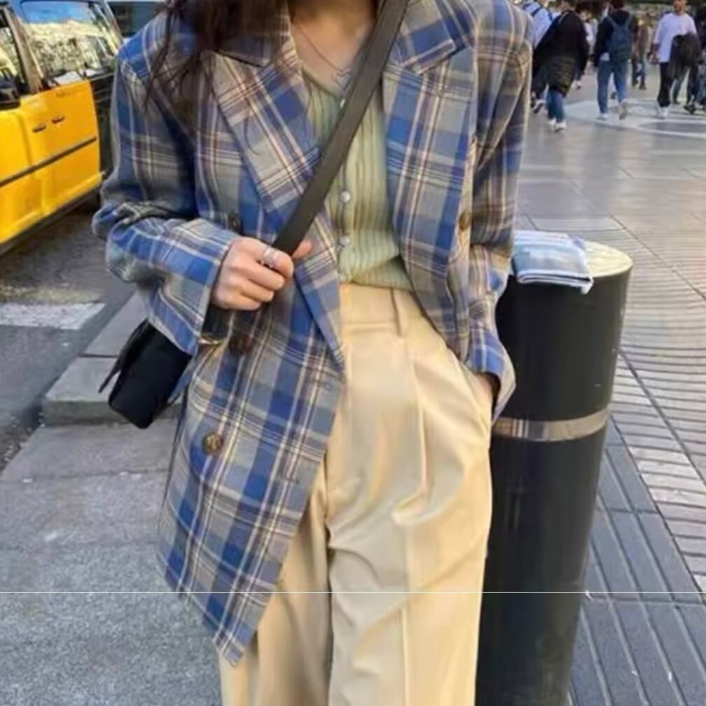 classical check big jacket