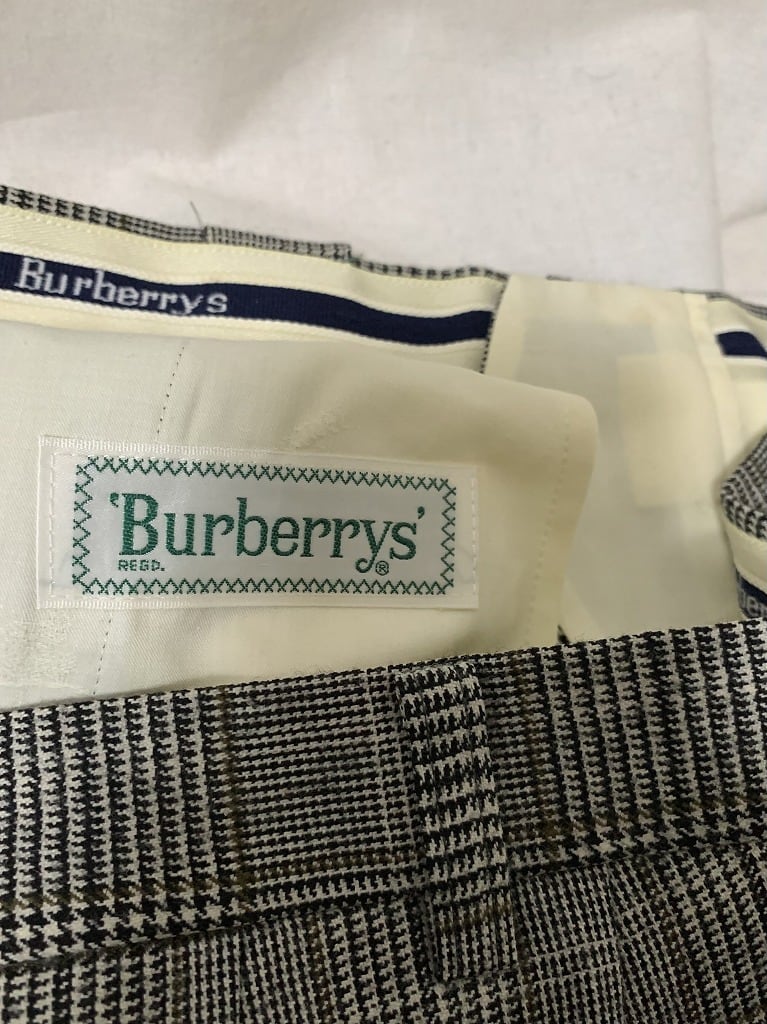 1980~90's Check Pattern Embroidery Design Tuck Slacks "Burberrys"