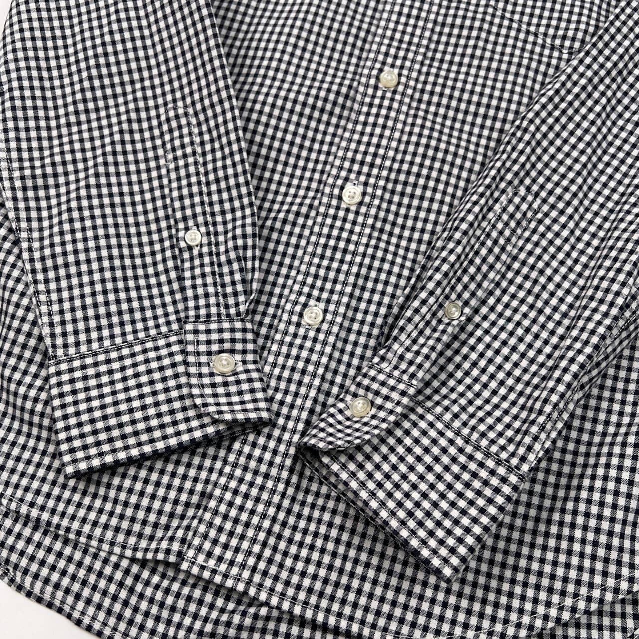 AIGLE エーグル ギンガムチェック BD 長袖 オックスフォード シャツ サイズ S /ブラック×ホワイト/ラコステジャパン
