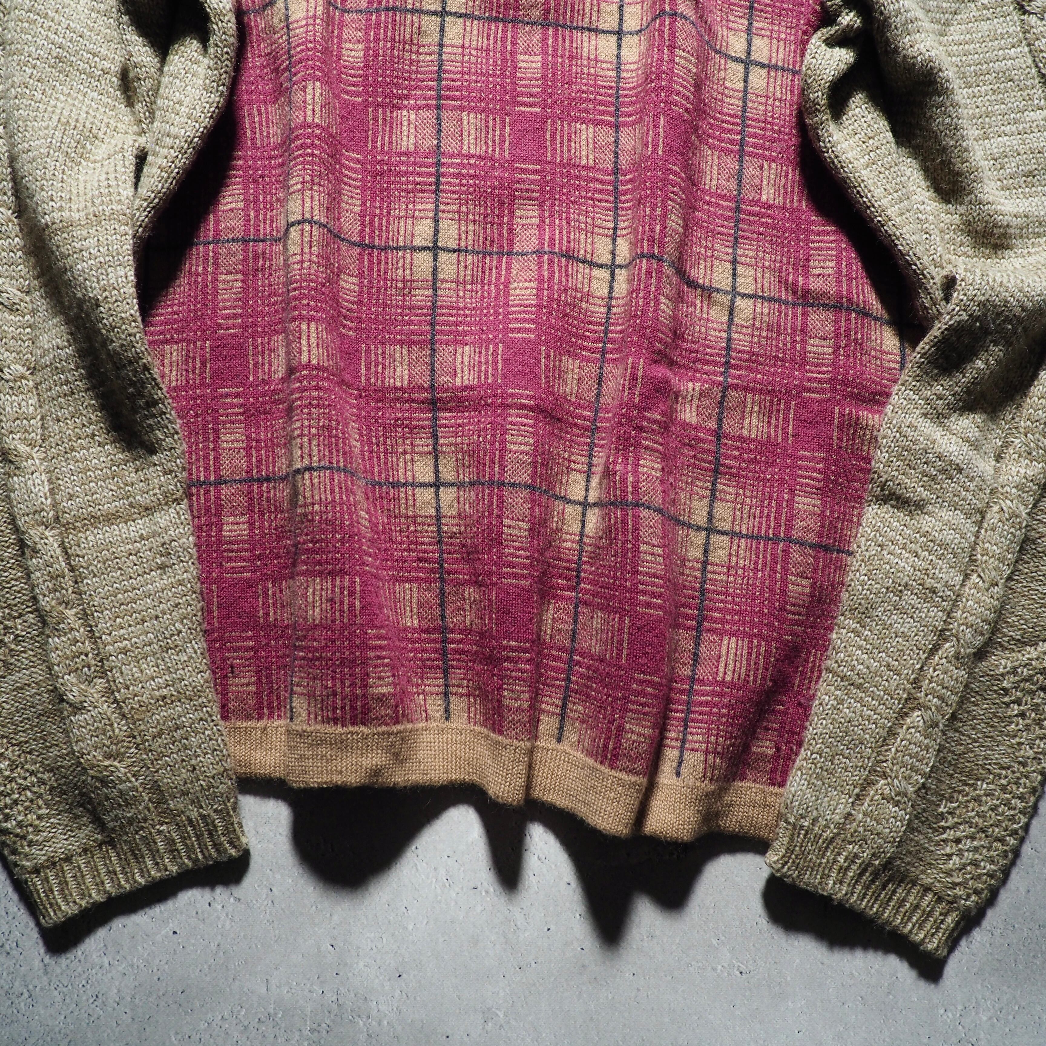 " glamb " Bewitching Ombre check switching Design knit