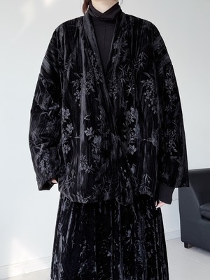 Velvet print cotton short jacket [T2659]