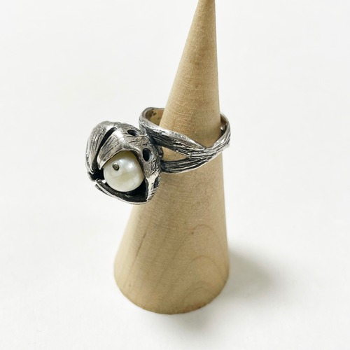 Vintage Botanical Sterling & Pearl Ring