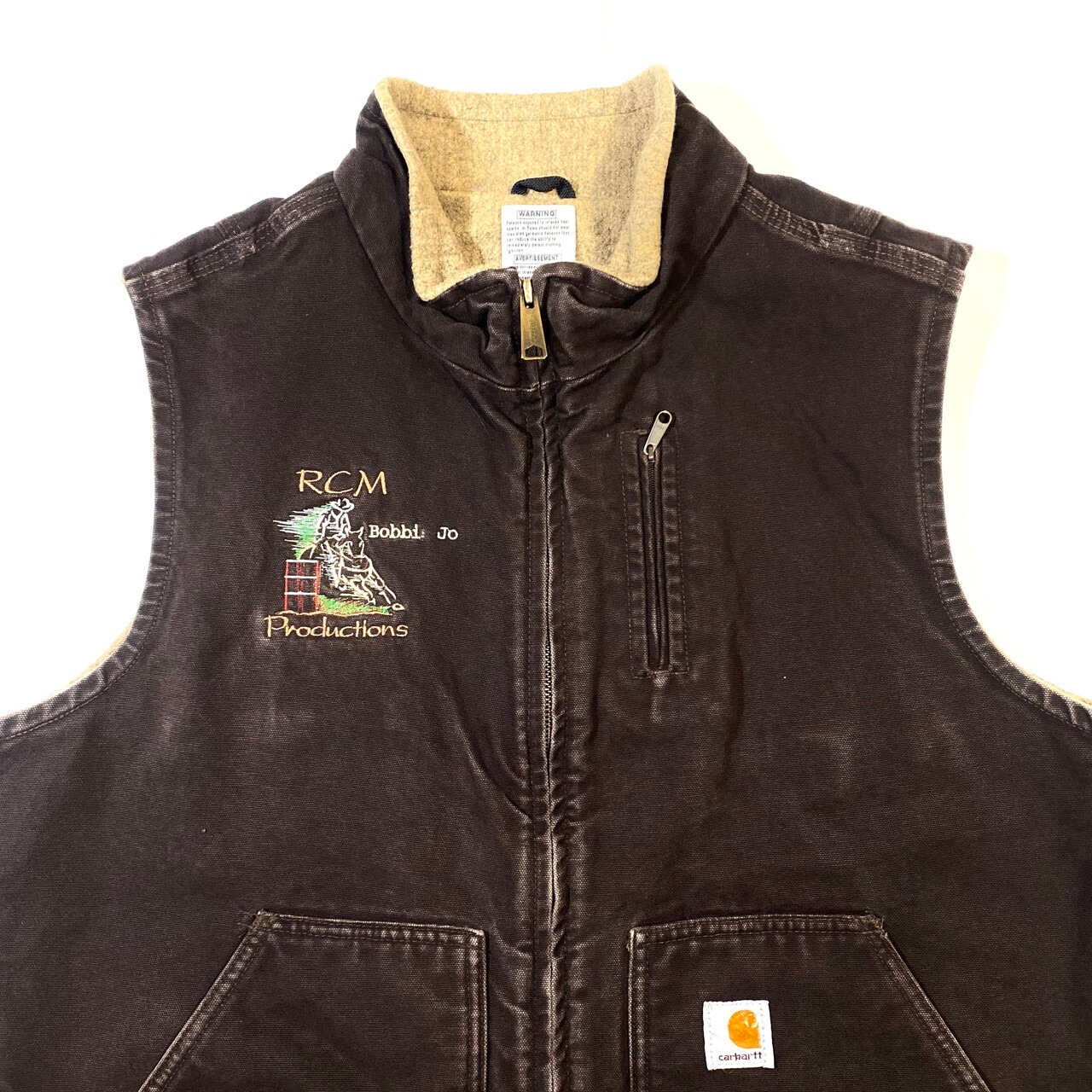 Carhartt for women カーハート ダック地 ベスト 刺繍入り ボア 