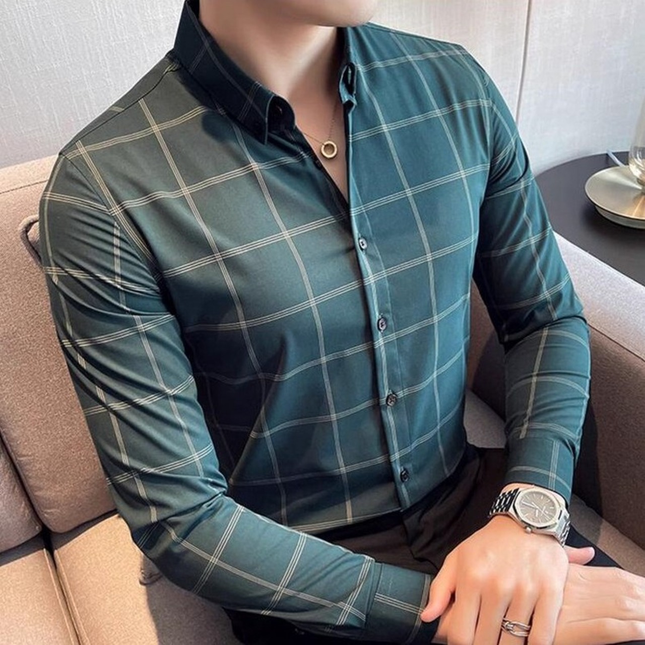 plaid long sleeve shirt 00103