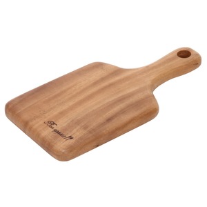 【努力特価】不二貿易 アカシア 木製食器 まな板 取っ手付き カッティングボード Sサイズ 幅25×奥行12.7×高さ2cm キャンプ ピクニック 皿 ハンドメイド 天然木 30517