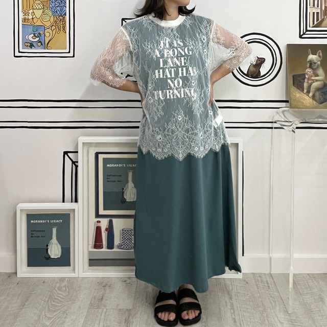 ロゴプリントノースリーブカットソーワンピース