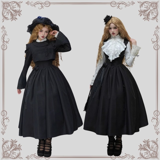 ゴスロリファッション 通販 With U ファッション セットアップ 2点セット ジャケット ロングスカート 大人ゴシック 原宿系 病み可愛い 大人増し 控えめ