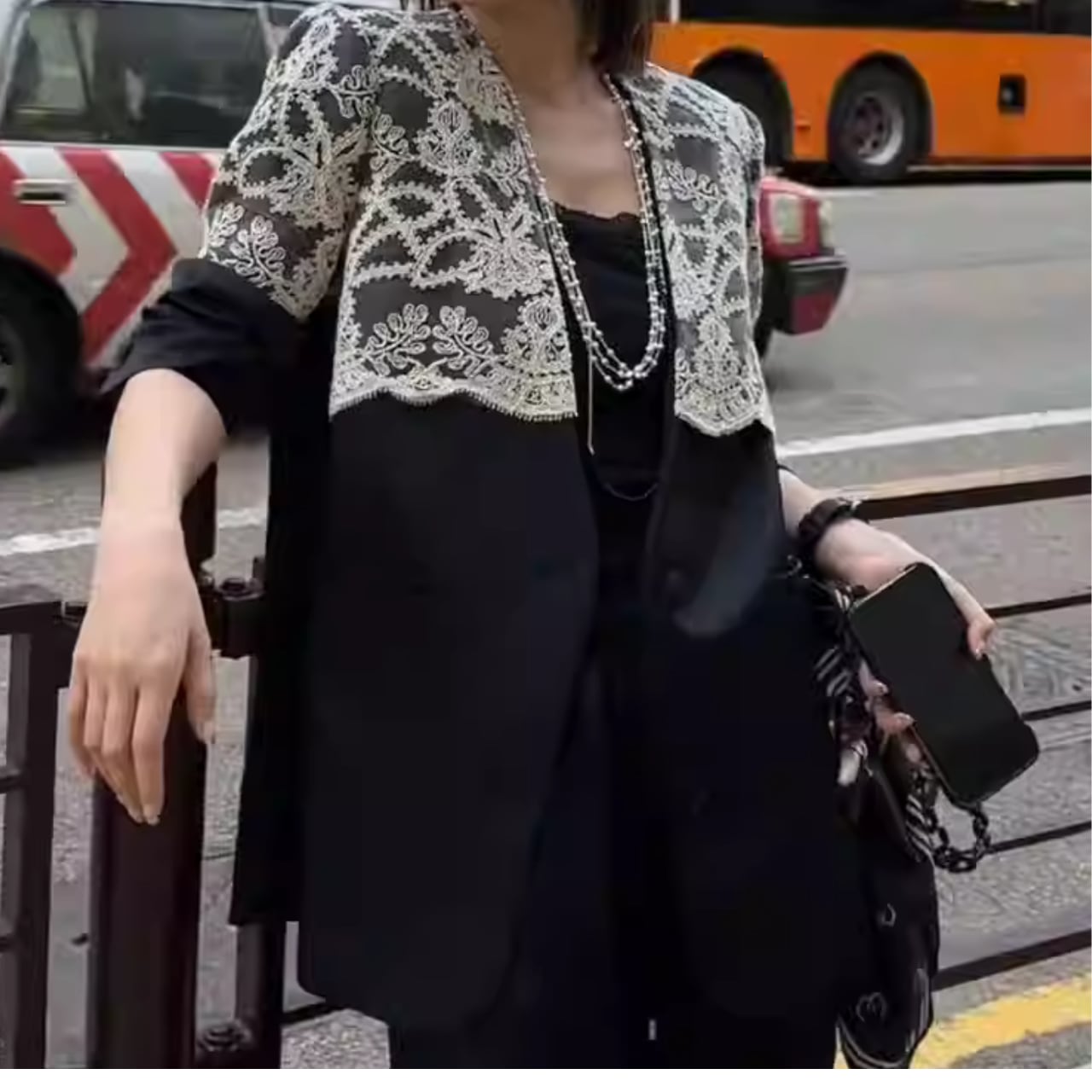 Lace Design Bicolor Jacket L00586