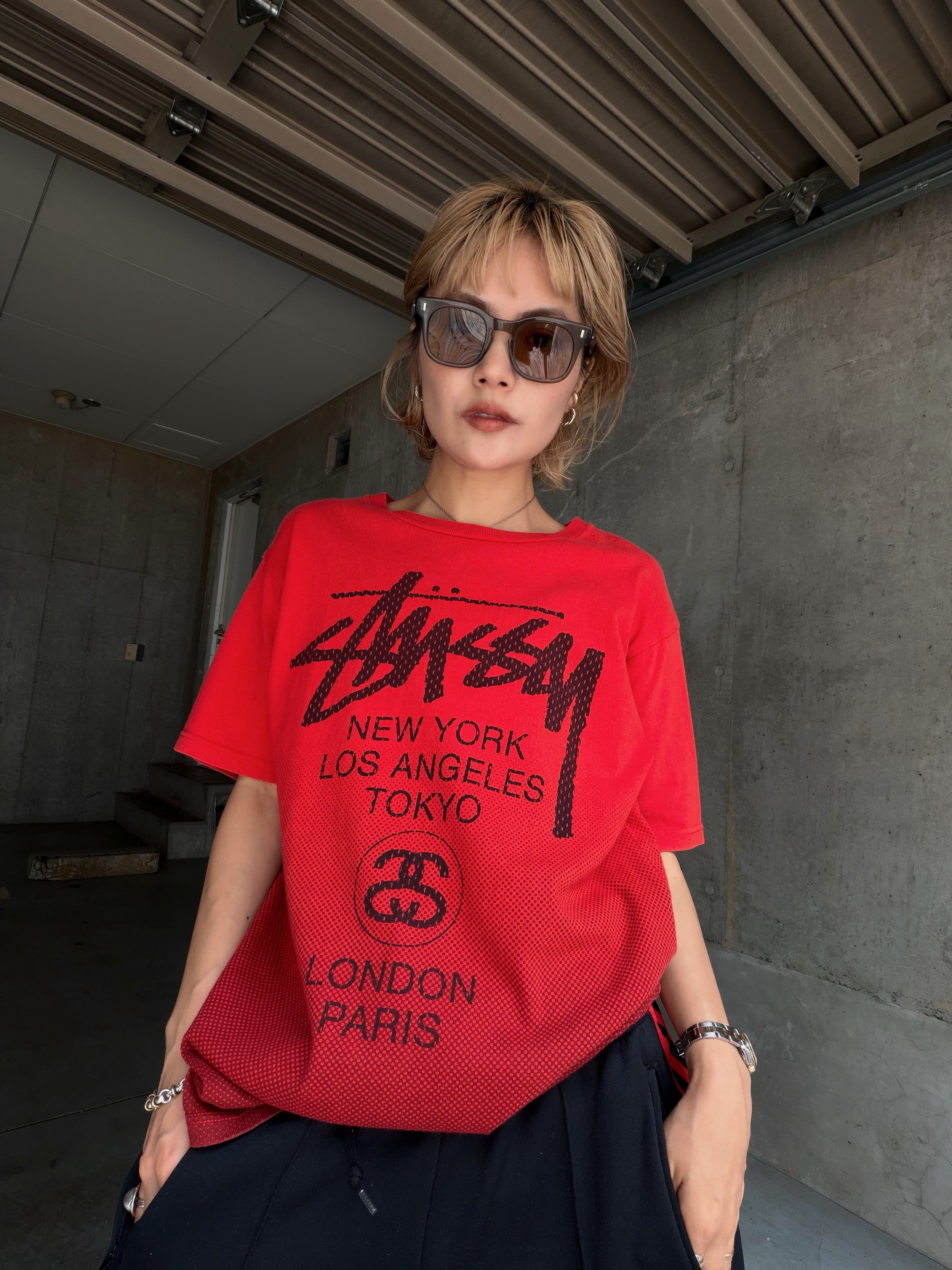(CS1114)Old STUSSY logo T-shirt made in USA