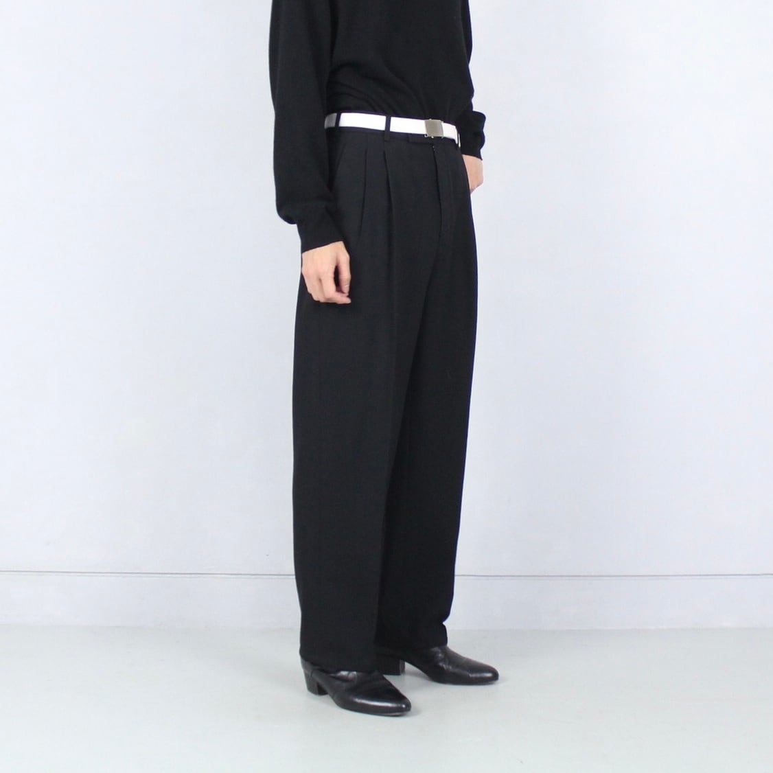 vintage COMME des GARCONS HOMME ブラック 2タックワイドスラックス