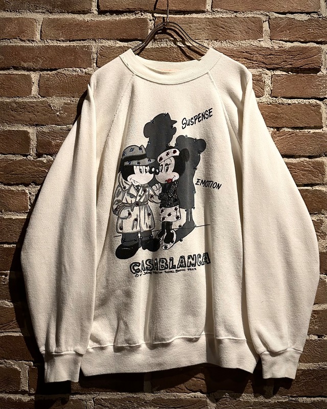 【Caka act3】80’s “CASABLANCA” Mickey & Minnie Design Vintage Sweatshirt