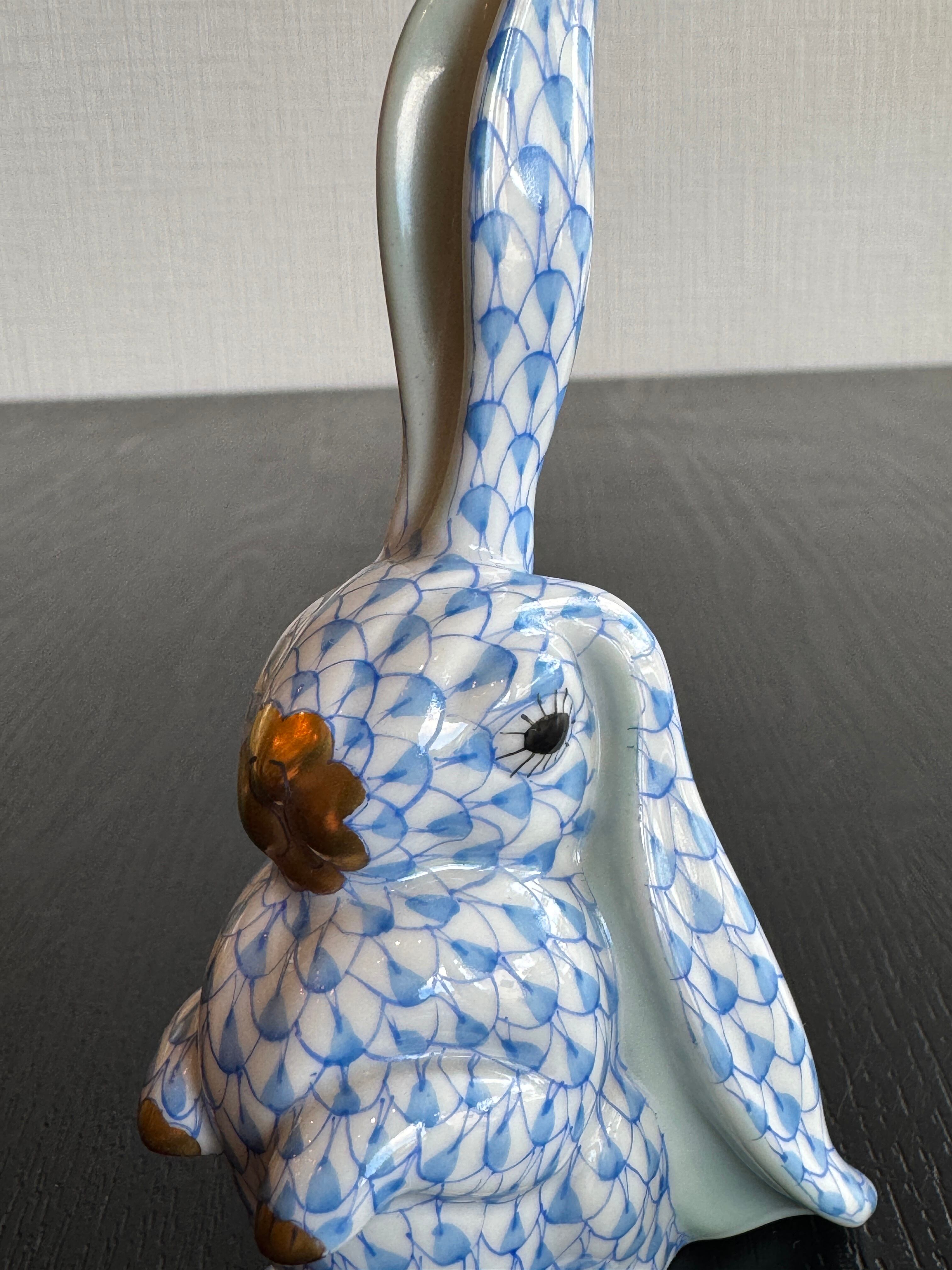 Herend ヘレンド うさぎ フィギュリン ブルーフィッシュネット 高さ