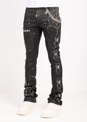 GUAPI / obsidian black waxed spider denim