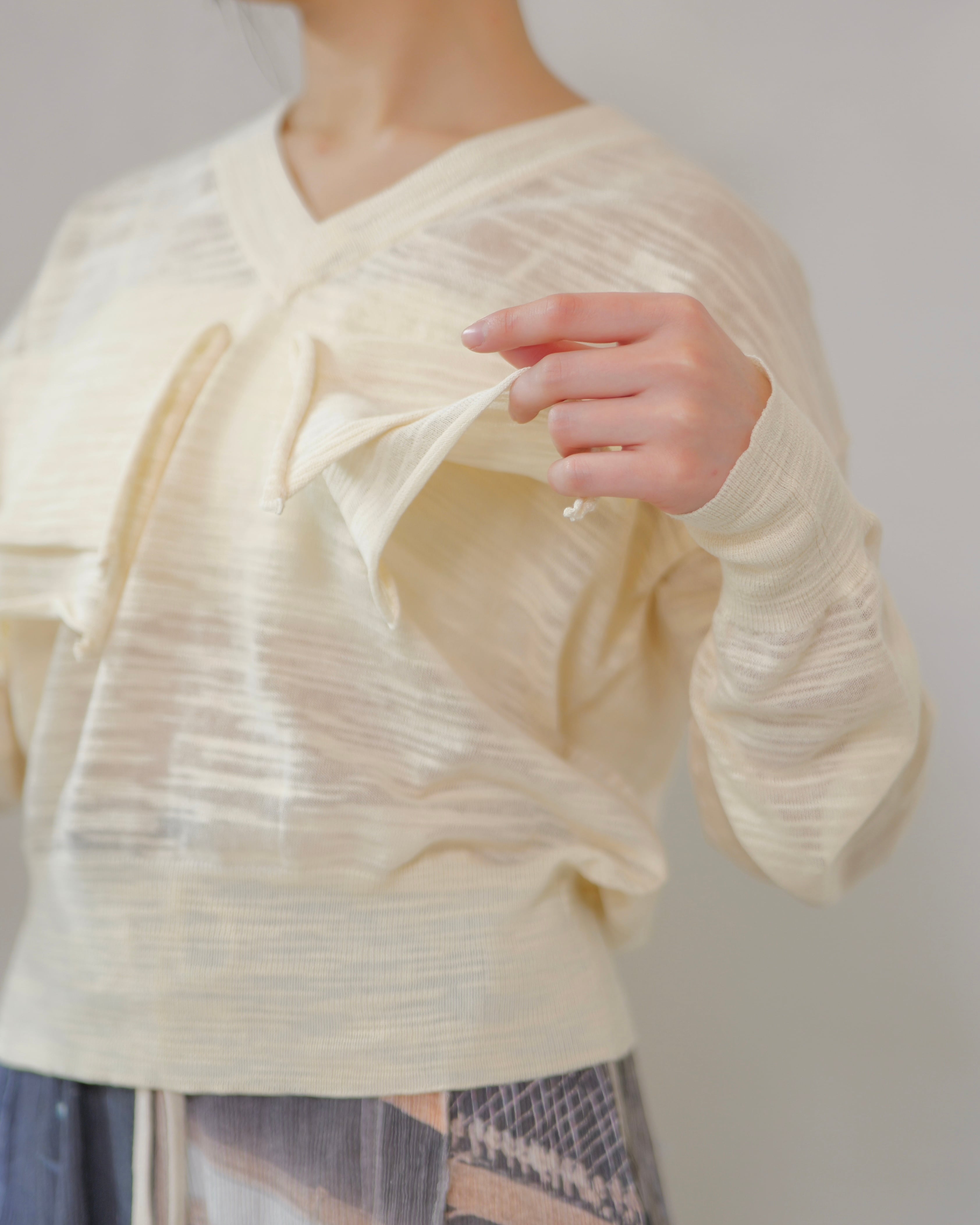 kotoha yokozawa - TD V-NECK SHEER KNIT ：Banana｜シアー／Vネック