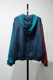 ATHLETIC switching design silk hooded blouson