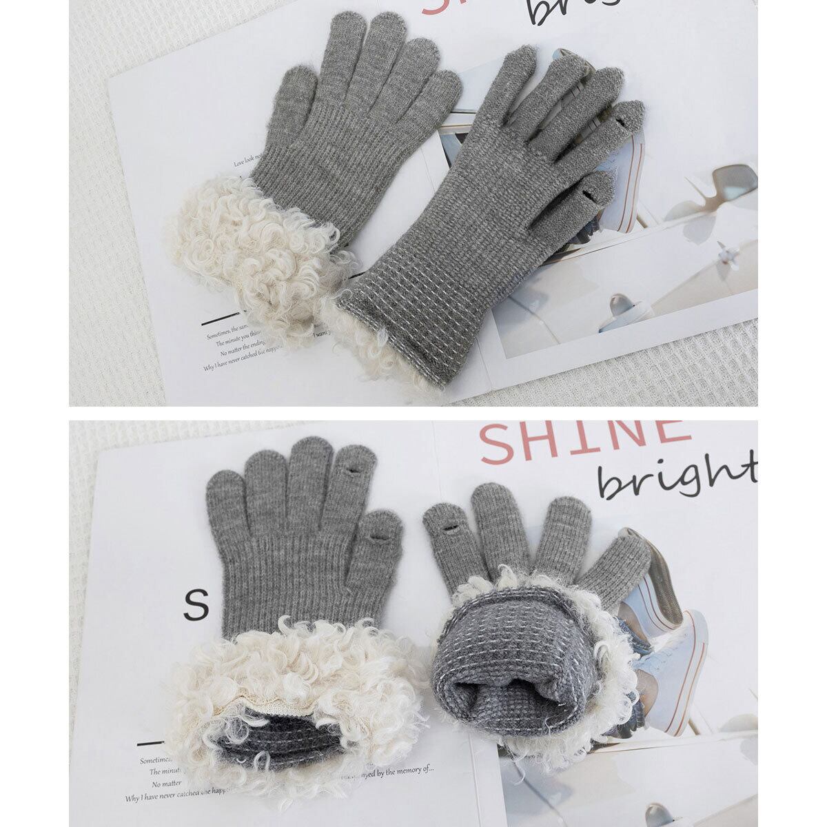 手袋 ボア袖 グローブ スマホ対応 防寒 防風 保温 レディース 秋冬 韓国 おしゃれ 大人 かわいい きれいめ カジュアル 通勤 通学 学生 ホールタッチ 大人可愛い 大人女子