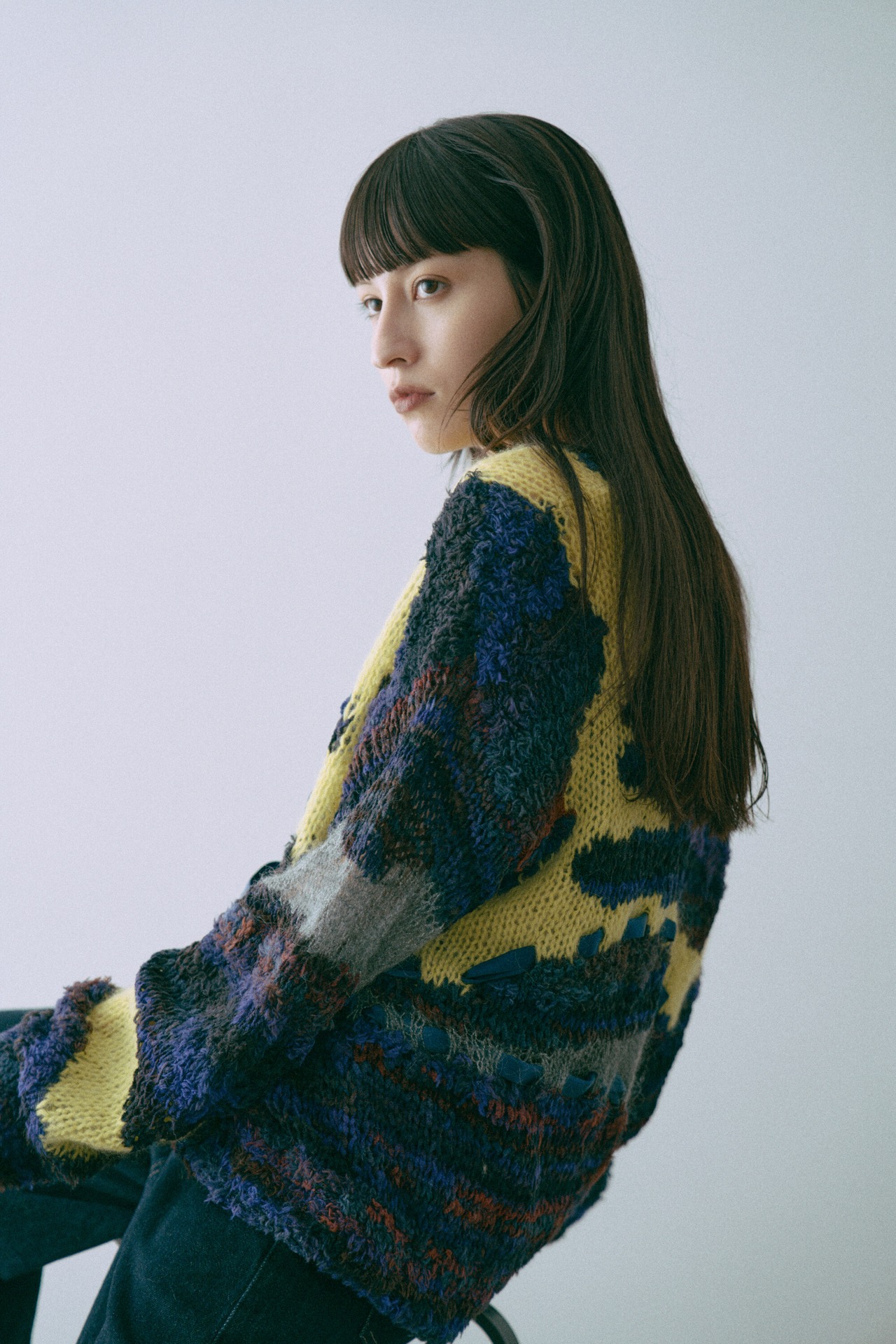 Gradient Mix Hand Intarsia Pullover Knit