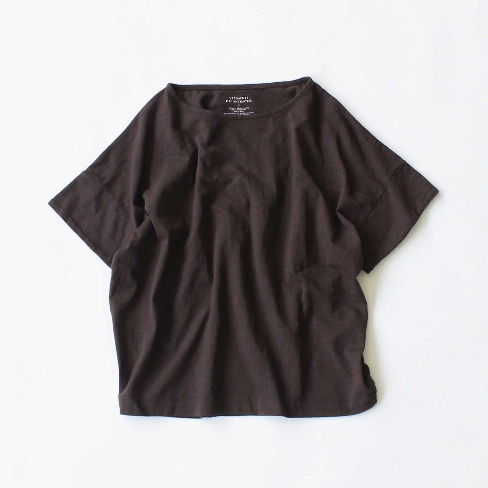 【LE VENT SOUFFLE】  スラブ天竺 バックタックボートネックTシャツ