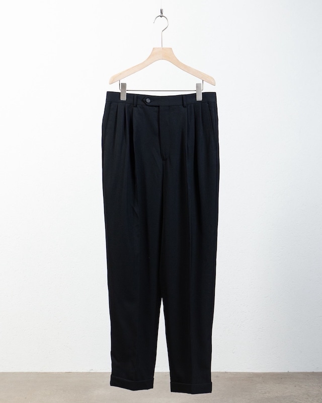 "GIVENCHY" gabardine wool tuck slacks / Made In USA / COLOR:BLACK