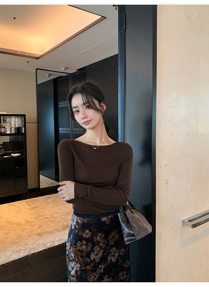 Boat Neck Long Sleeve Knit【H00080】