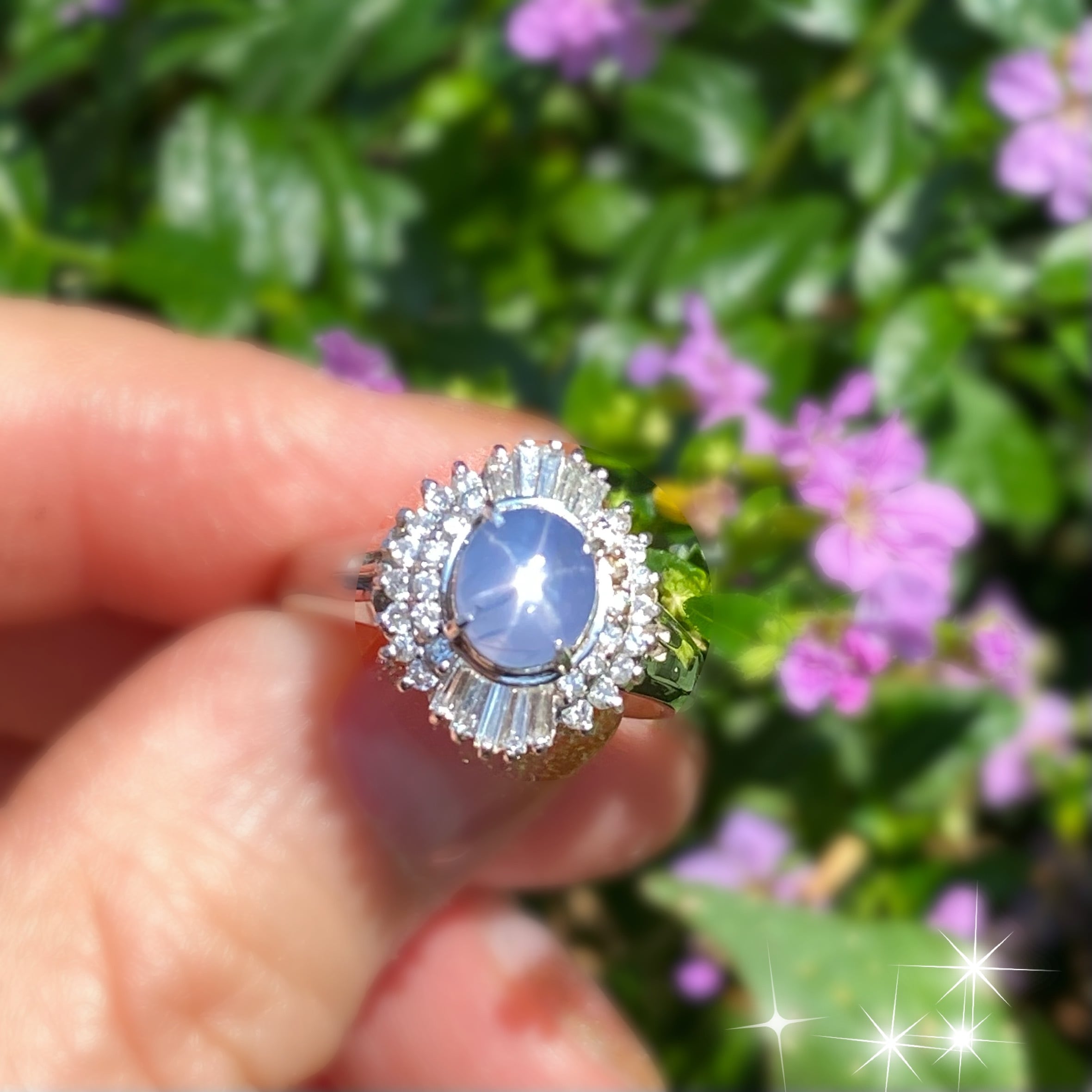 【Japanese traditional ring】スターサファイア心震える美しさ☆スカイブルーカラー☆