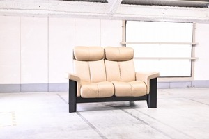 EKORNES 60万 2人掛けソファ リクライニングソファ 北欧 ストレスレスチェア 本革 レザー エコーネス ソファ 2p 2シーター ラブ【中古家具/中古インテリア/USED家具ユーズド家具/リサイクル】