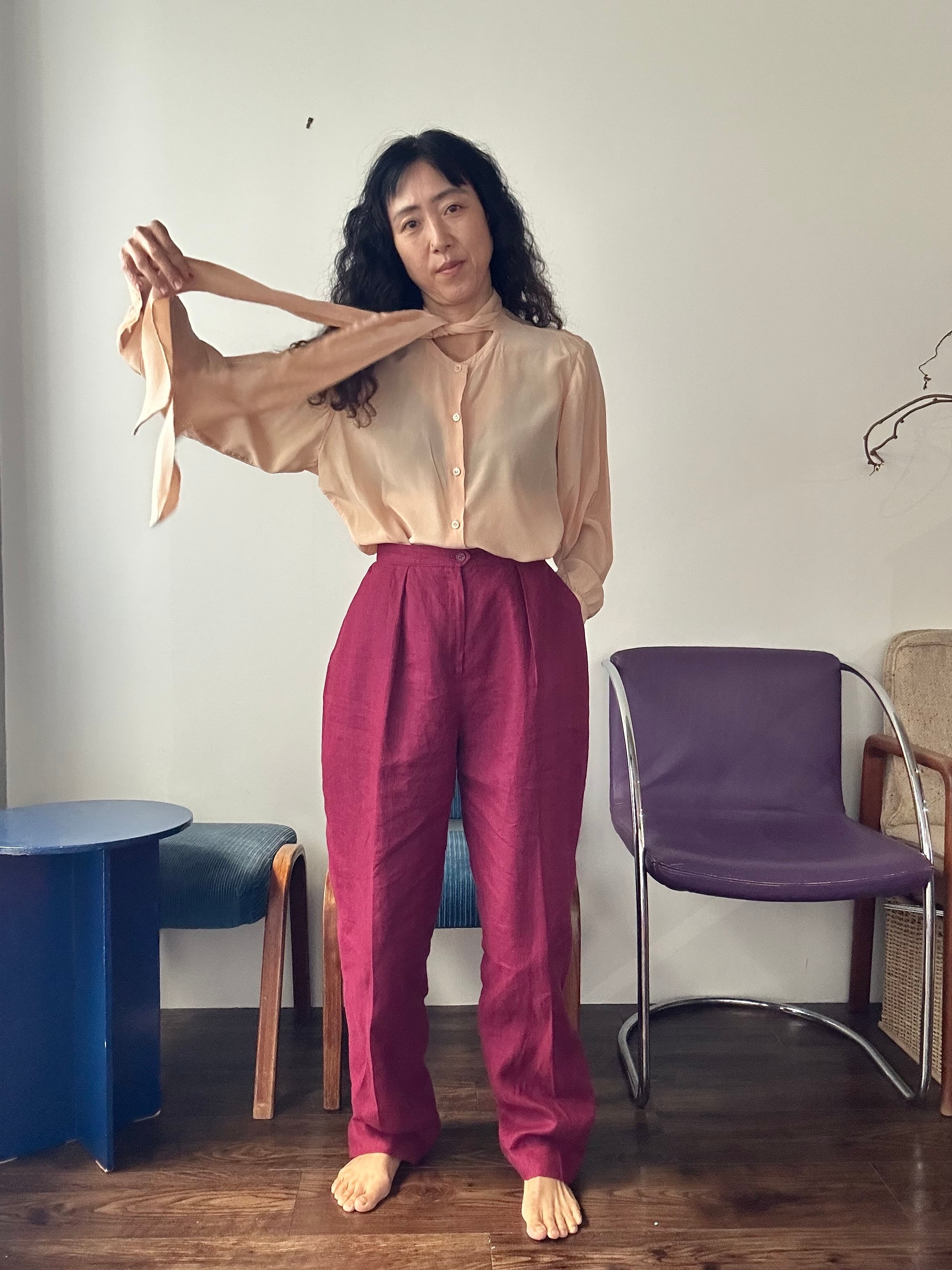 Vintage ストールsilk ブラウス