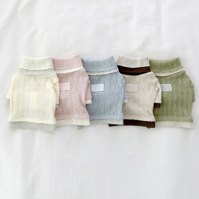 【予約】pointelle knit top〈5color〉/ near by us　韓国犬服