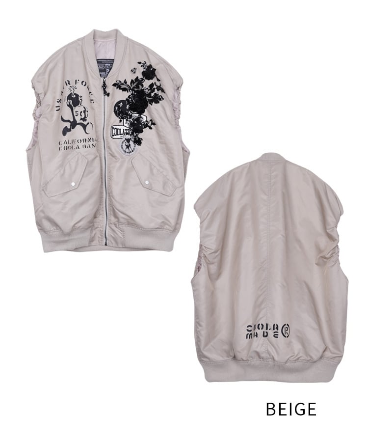 COOLA クーラ レースデザインジップアップジャケット スカート ATELIER LINE】COOLAペイント×レースオープンジップベスト (BEIGE) CQ