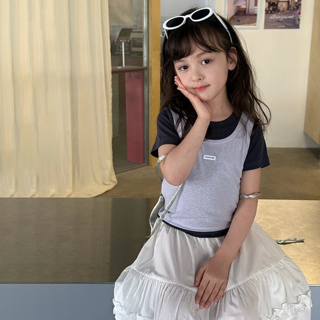 【KID】レイヤード風フェイクツーピース半袖Tシャツ - 7