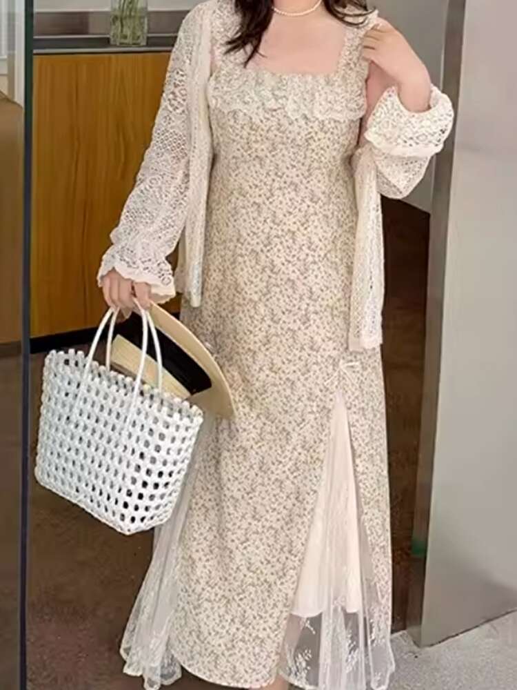 花柄デザインが魅力 夏のワードローブに欠かせないキャミワンピ ロング丈 大きいサイズ 韓国 CH9249