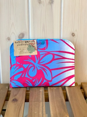 【一点ものにつき無くなり次第終了】T’s gallery original カードが仕分けしやすいバッグインバッグ ハワイアンハンドメイド ブルーハイビスカス