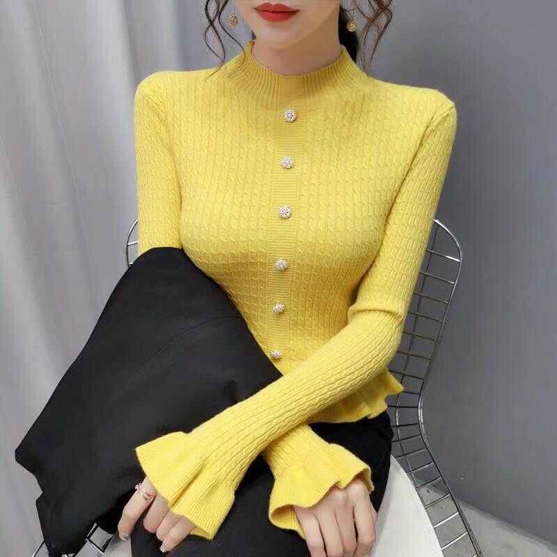 フロントパールフレア袖ニット