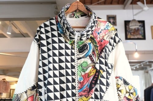 80's asymmetry art patchwork zip up Jacket | GARYO