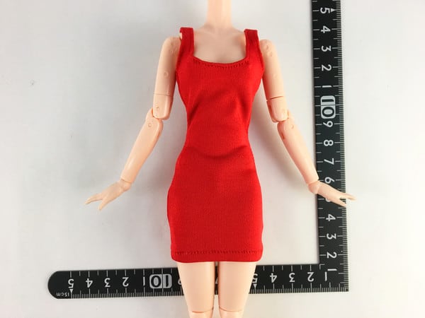 女性 ドール 用 ワンピース ドレス 服 衣装 (赤)