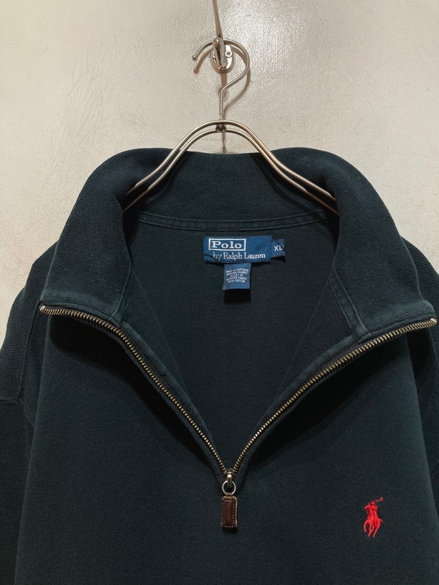 "Ralph Lauren” Half Zip Sweat Shirt BLACK RENGA CLOTHING STORE