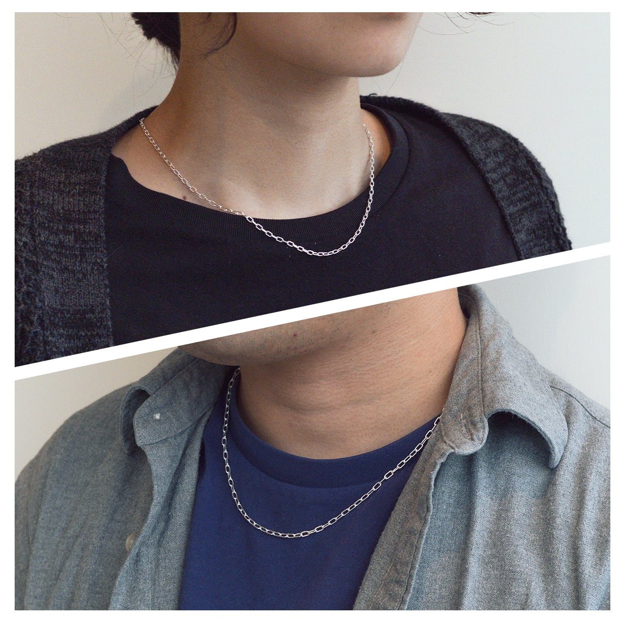 2本セット（刻印可）】ツインダイヤモンドネックレス｜シルバー925