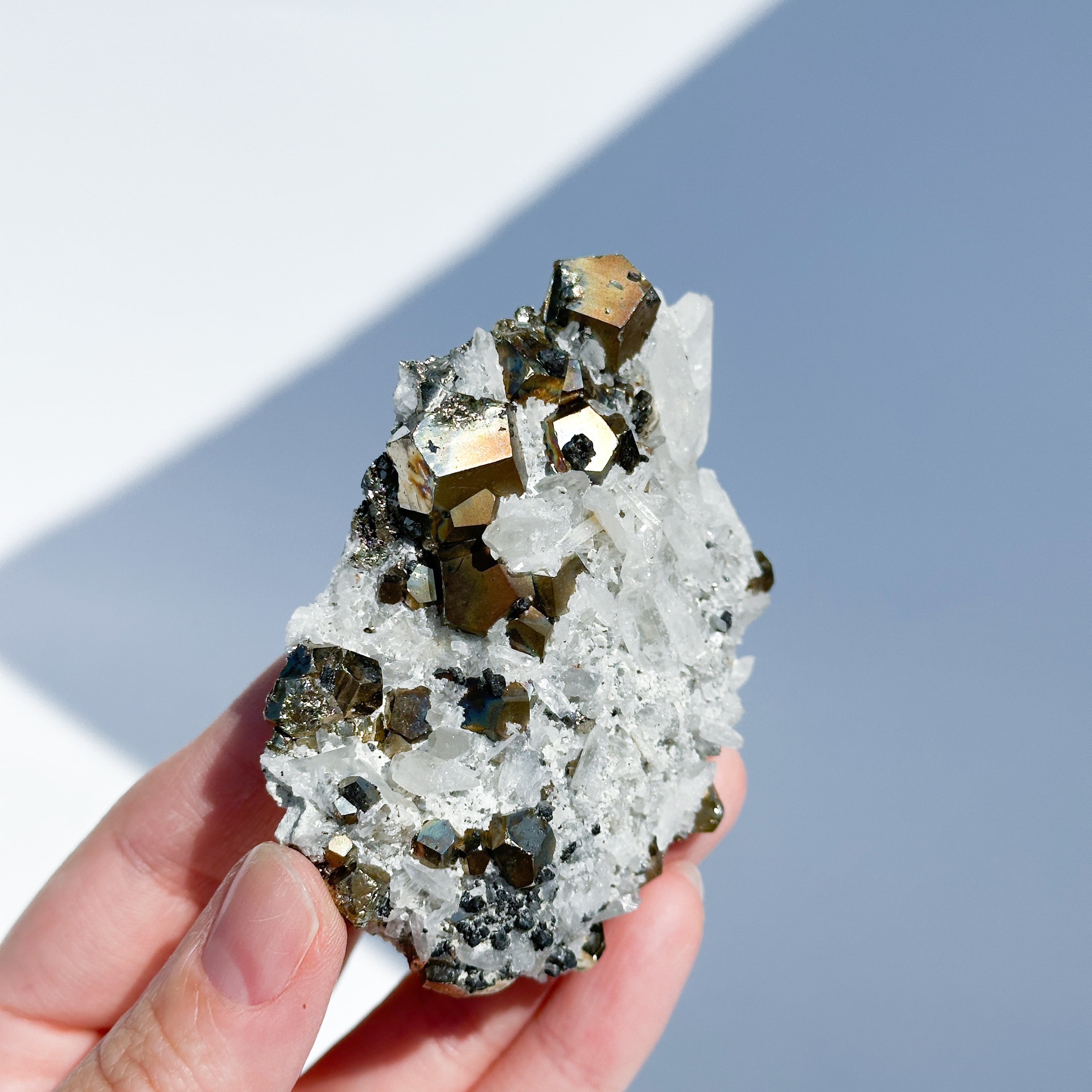 クリアクオーツwithパイライト 原石15◇Clear Quartz with Pyrite