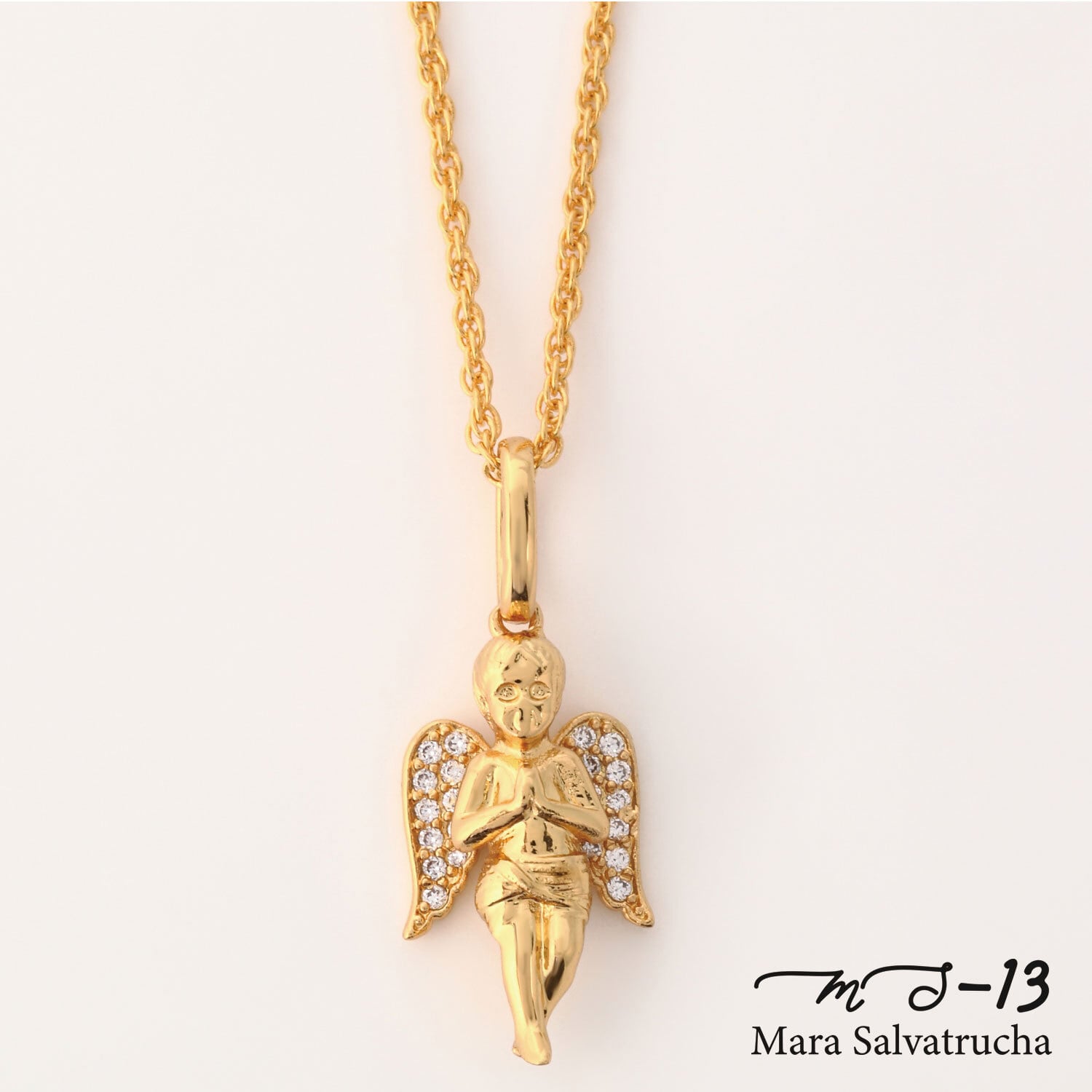 贈る結婚祝い MS-13】K18GP エンジェル チェーンセット(ゴールド S チャーム シルバー
