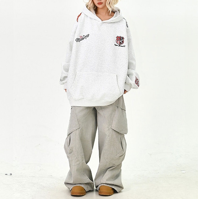 エンブレムスポーツフーディトップス 3col R01509