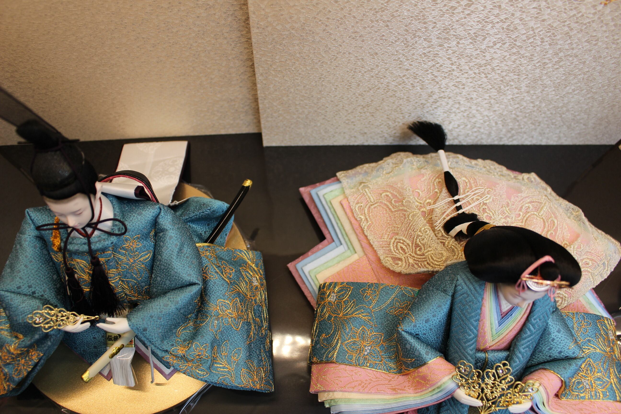 雛人形 lapis/ラピス 小三五親王飾り/線唐花刺繍 平飾り HINA.DOLL