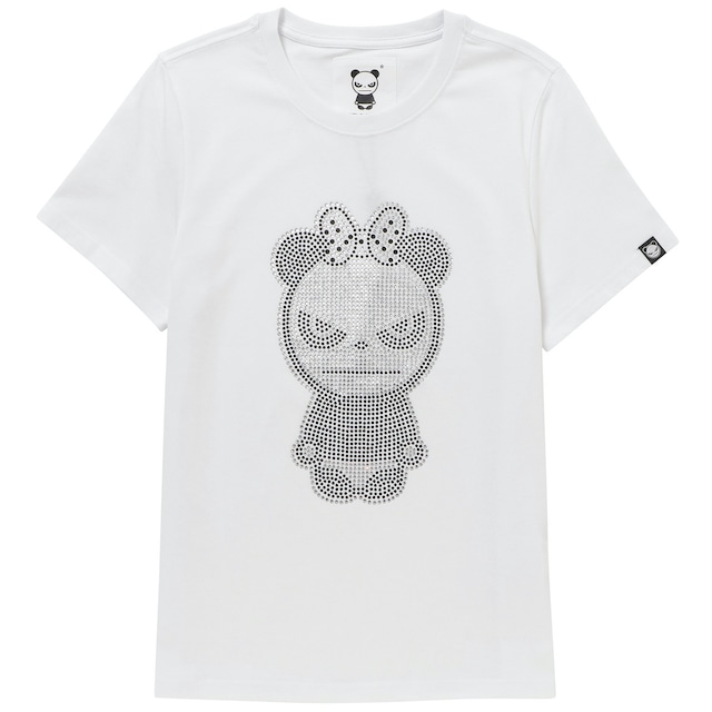 送料無料 【HIPANDA ハイパンダ】レディース Tシャツ WOMEN'S RHINESTONE PANDA SHORT SLEEVED T-SHIRT / WHITE・BLACK