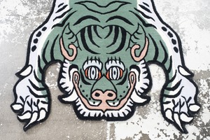 Tibetan Tiger Rug 《Mサイズ•ウール・オリジナル2・フォレストグリーン132》チベタンタイガーラグ