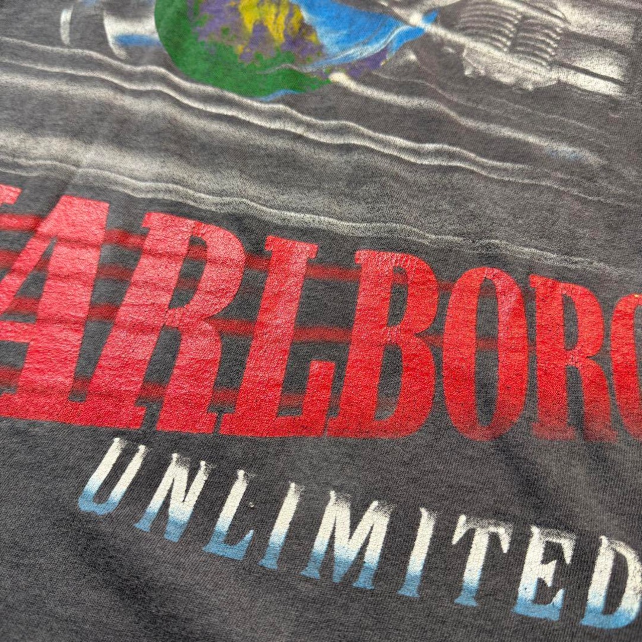 Marlboro Pocket TEE fade black 企業Tシャツ 墨黒 ブラック XL 古着 - 14