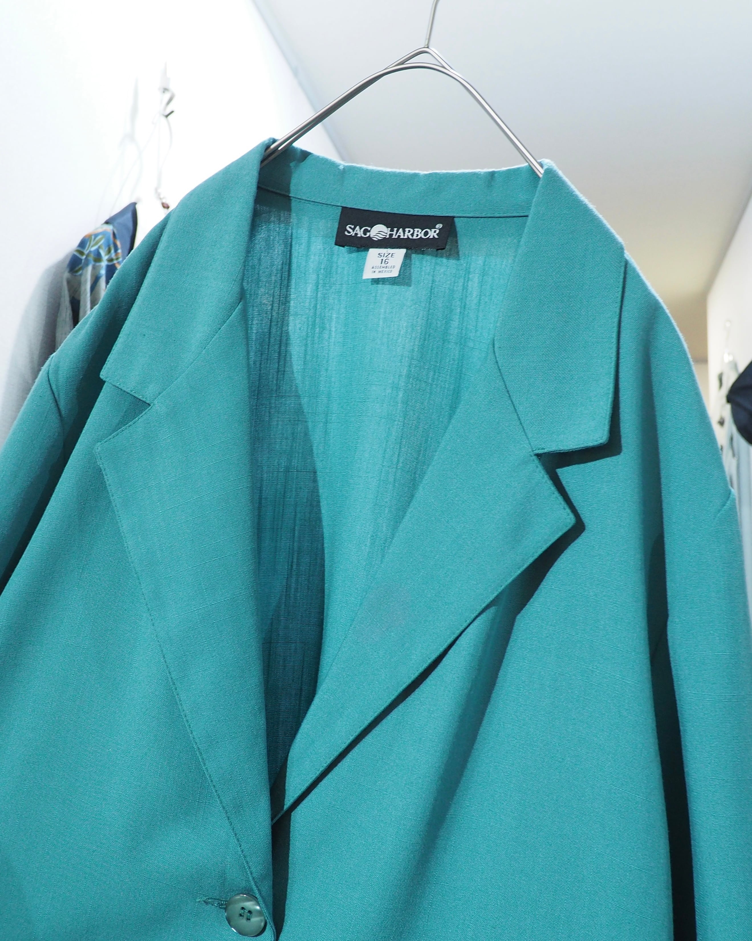 1990s " SAGHARBOR " Beautiful Turquoise Green Color vintage loose Easy jacket