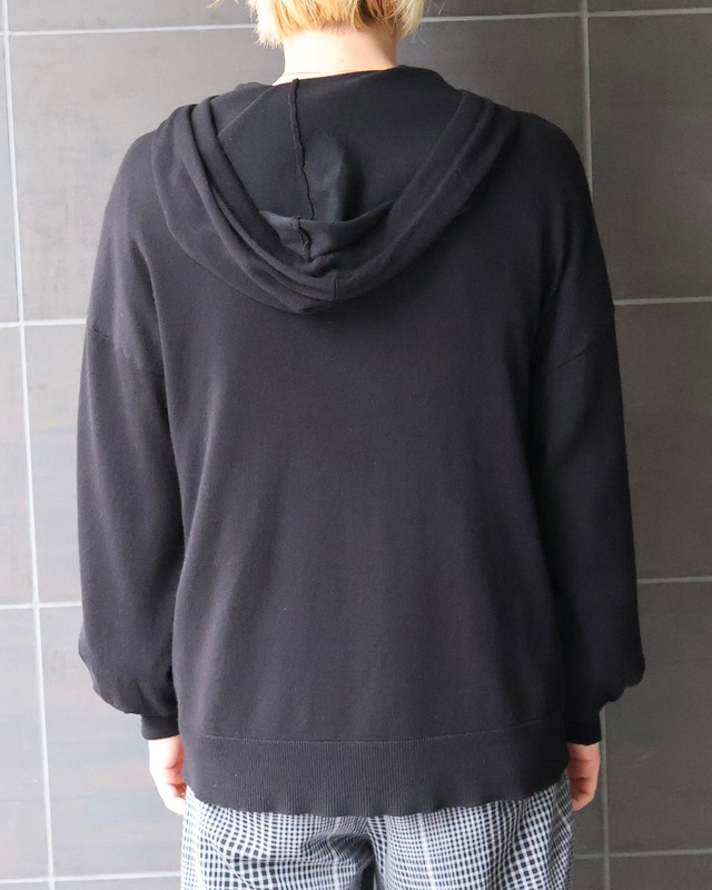 rib detail zip up hoodie