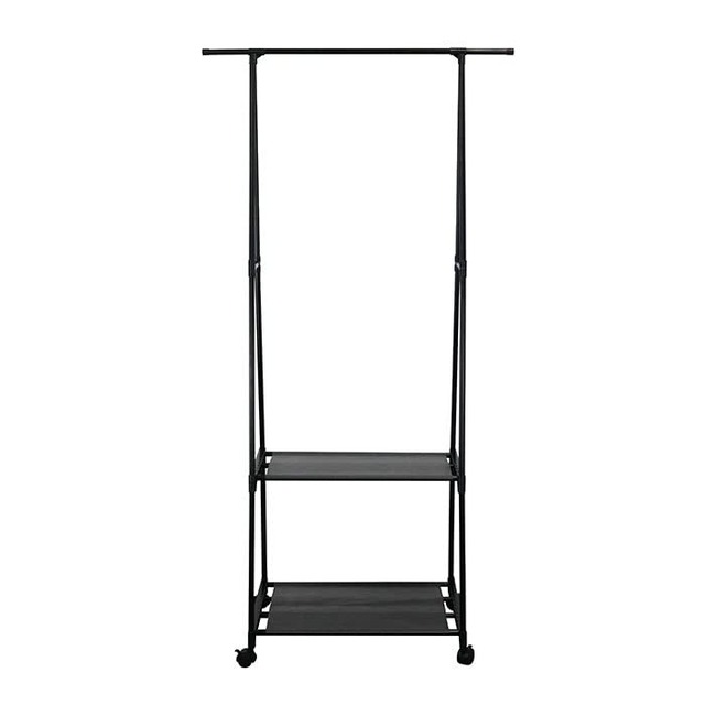 【新春セール】トレードワン ハンガーラック 2段 約H156×W83×D43cm 移動式 キャスター付き スチール 組み立て式 簡単 軽量 シンプル 収納 ブラック 30693