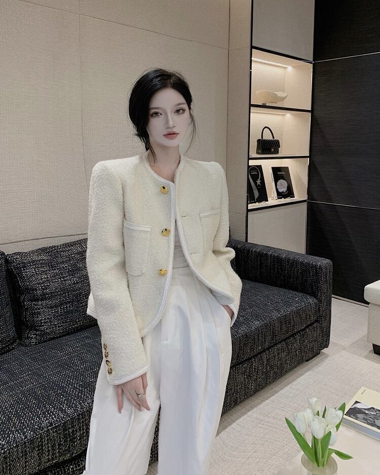 ショートカーディガンコート オータムホワイトルーズトップス ロング 秋物 ブラックストロベリース99058373216